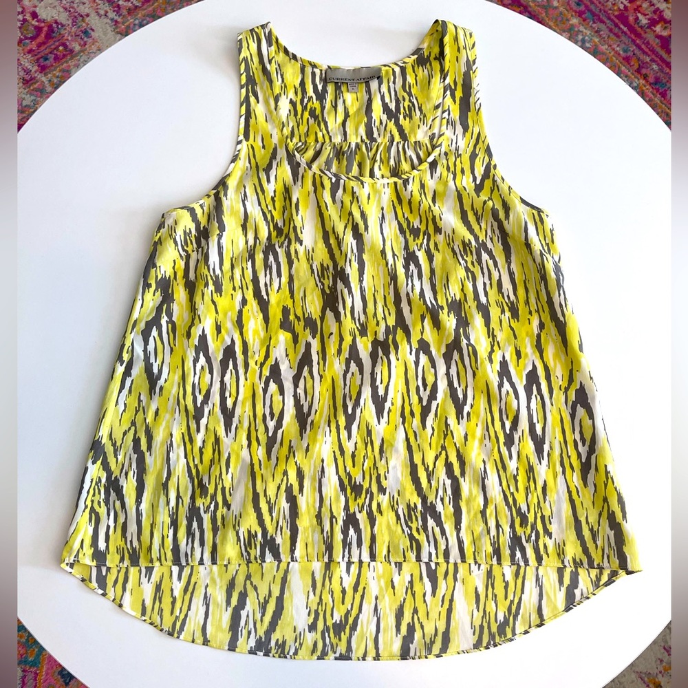 Current Affair Yellow, Gray, and White Tank